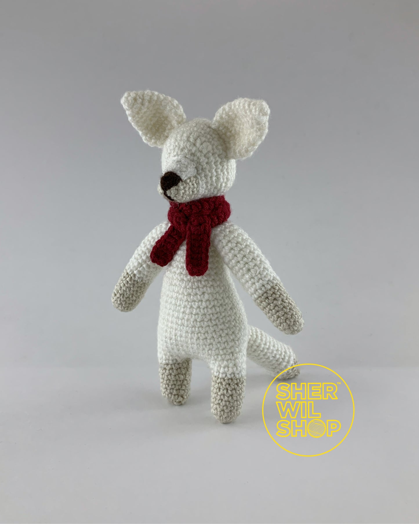 White Fox - hand-crocheted stuffed toy