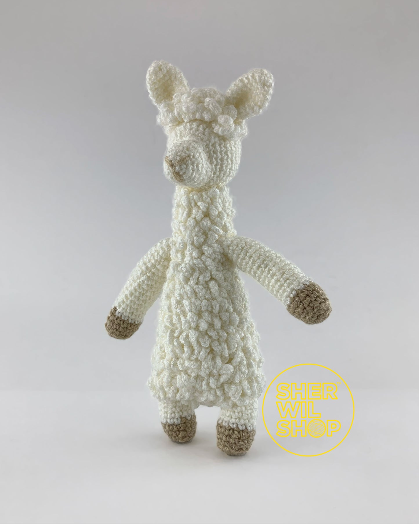 White llama - hand-crocheted stuffed toy