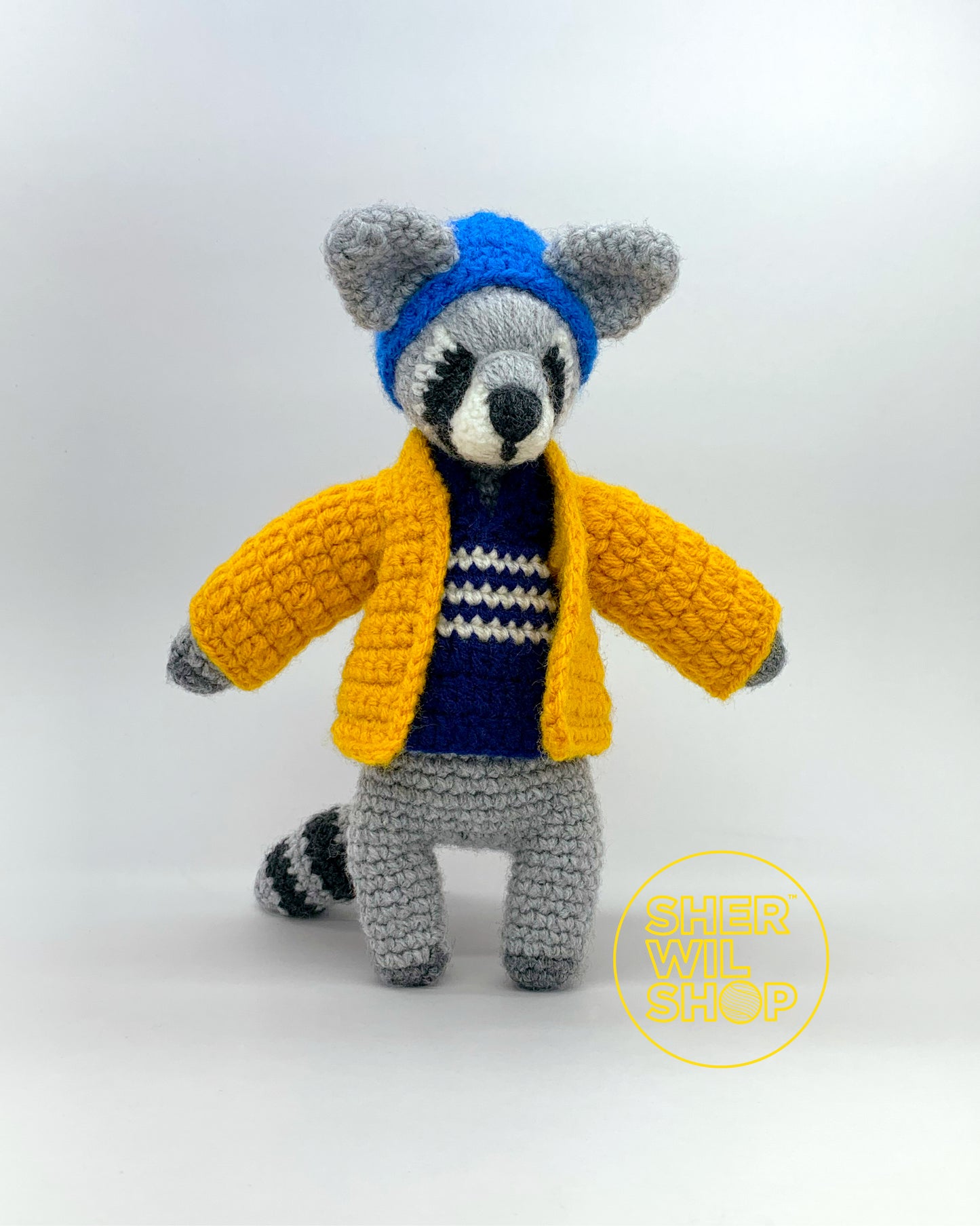 Herman the Racoon - hand-crocheted stuffed toy