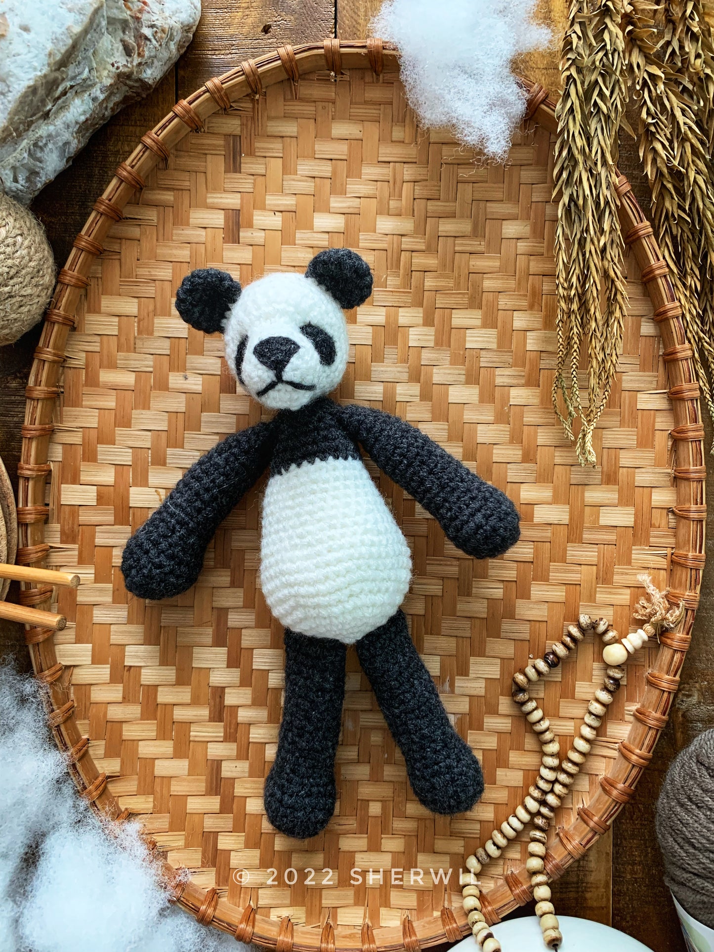 Panda - hand crocheted stuffed toy