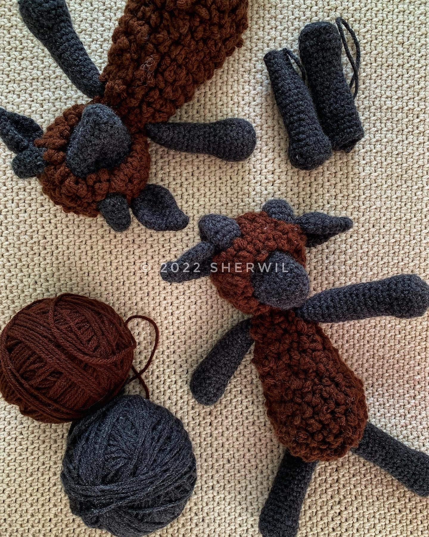 Black Welsh mountain sheep - hand-crocheted stuffed toy